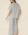 Textured Loose Fit T Shirt and Drawstring Pants Set