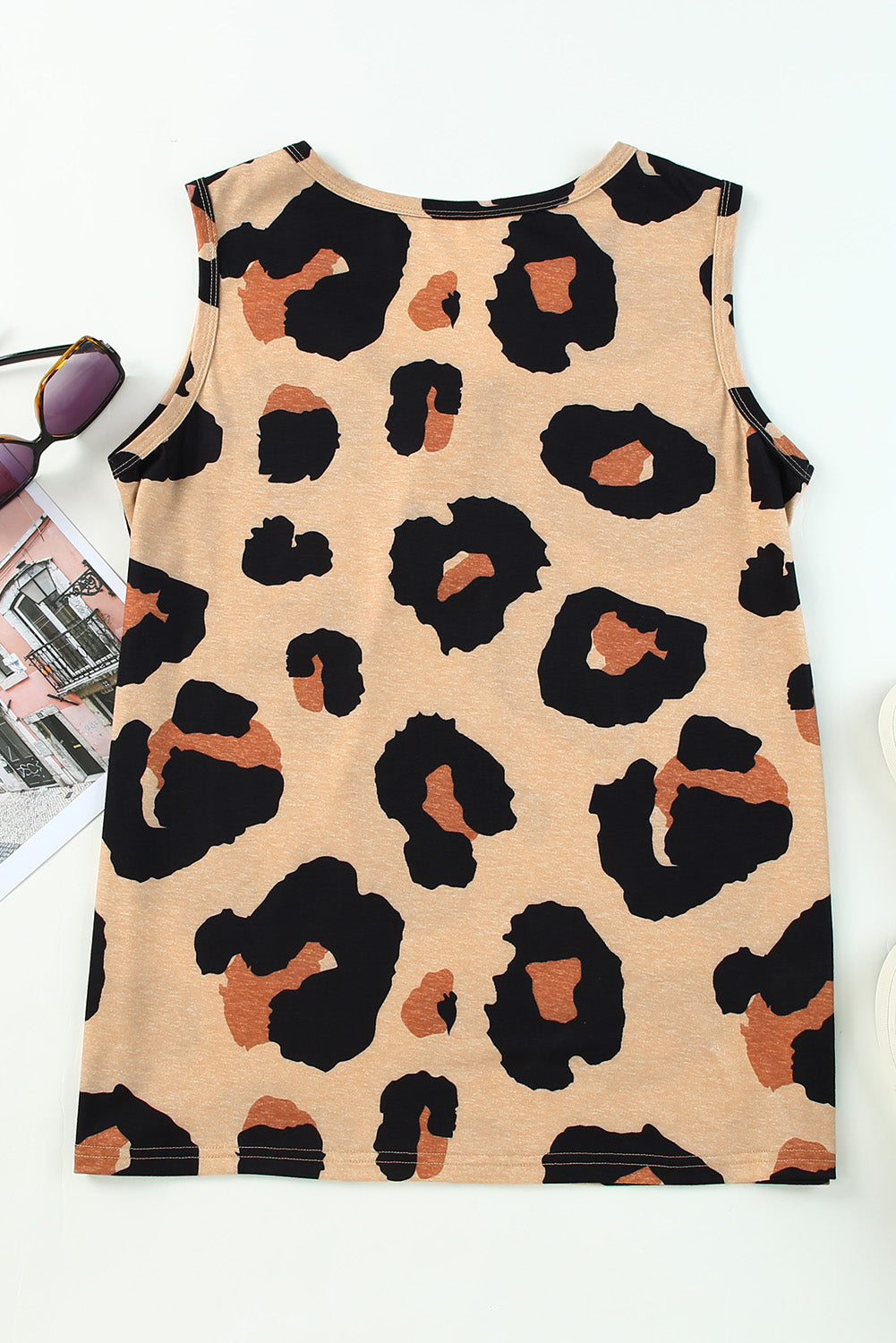 Carly Leopard Button Tank Top
