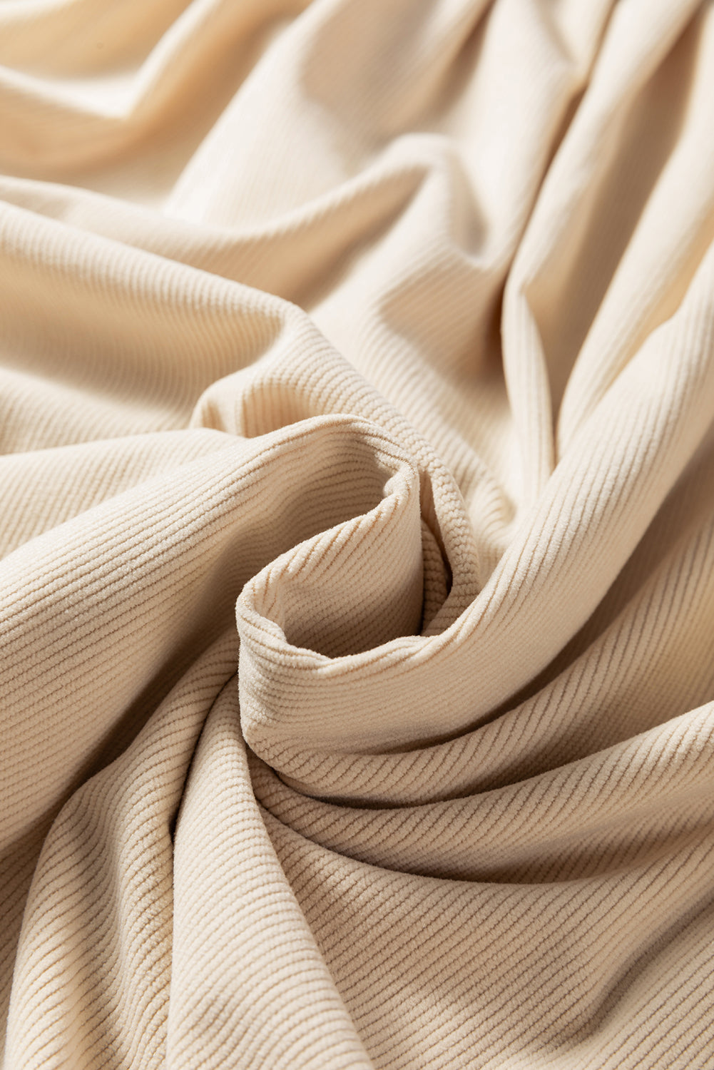 Plus Size Corduroy Scallop Notched Neck Mini Dress