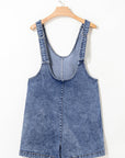 Denim Sleeveless Scoop Neck Patch Pocket Romper