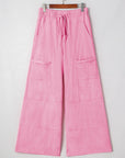 Mineral Wash Reverse Seam Drawstring Elastic Waist Pants