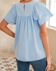 Scallop Embroidered Short Sleeve Top