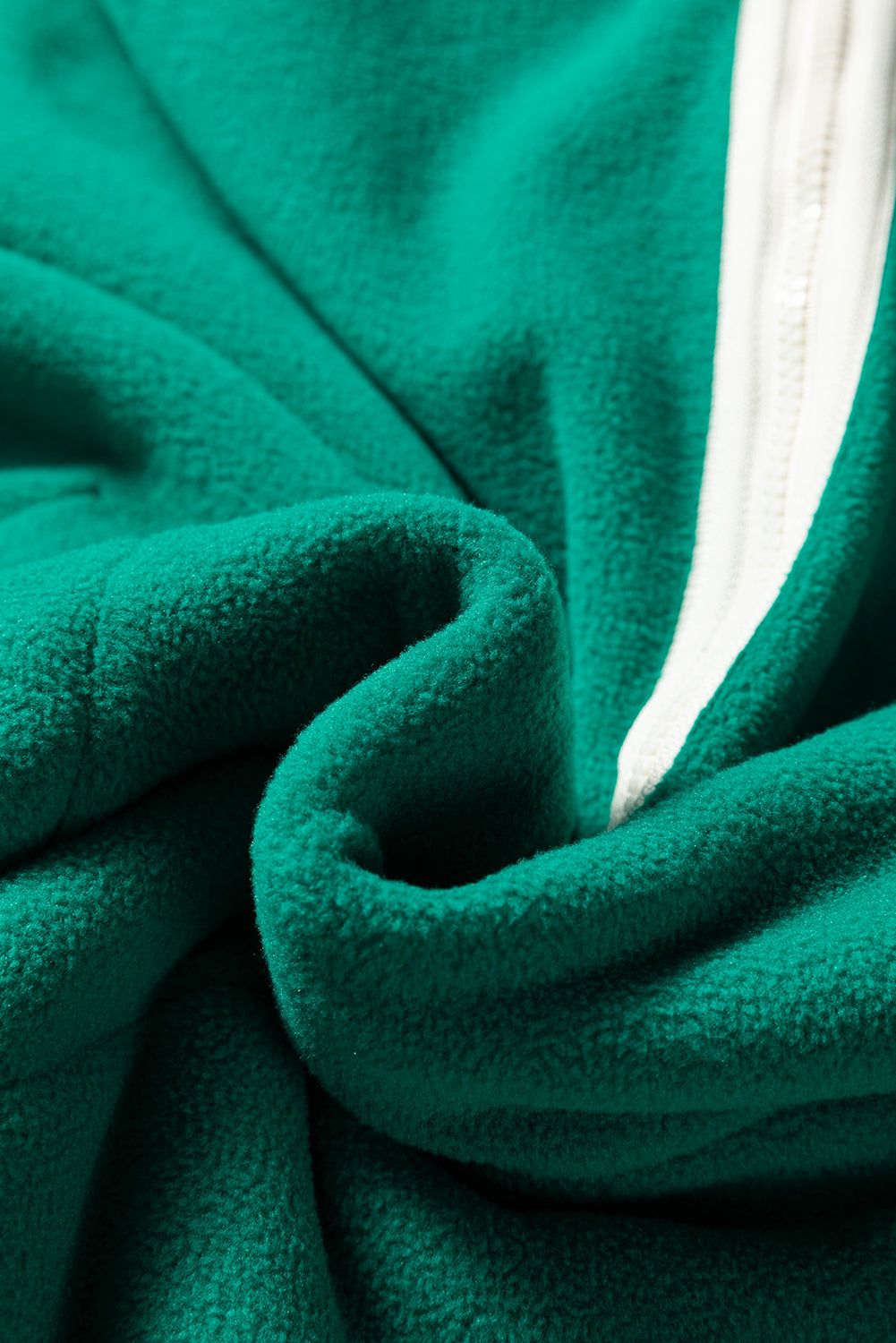 Plus Size Fleece Contrast Trim Half Zip Pocketed Sweatshirt