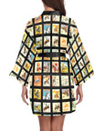 Vintage Cowboy Collage Satin Kimono Robe