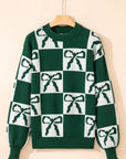 Checker Bow Crewneck Sweater