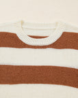 Stripe Patchwork Drop Shoulder Sleeve Sweater