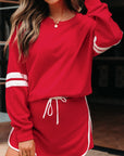 Varsity Stripe Pullover and Mini Skirt Set