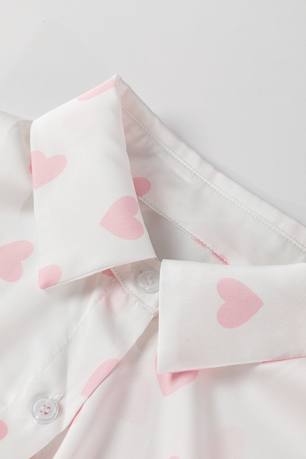 Love Heart Button-Up Drop Shoulder Shirt