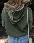 Mineral Wash Ribbed Knit Hooded Sweater
