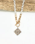 Necklace Alloy Plated Link Chain with Filigree Drop 18”