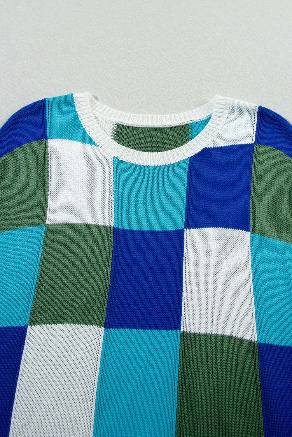 Colorblock Checker Cap Sleeve Sweater