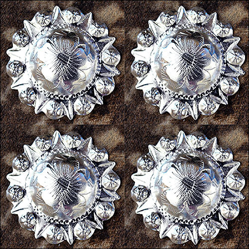 Western Screw Back Concho Silver Finish Floral Saddle Bling Cowgirl