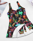 Vegas Neon Skirted Swimsuit