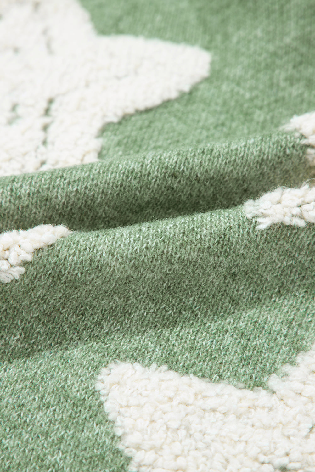 Star Sherpa Textured Buttoned Sweater Cardigan