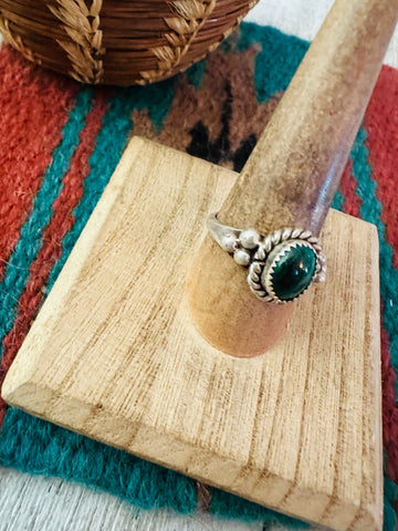 Navajo Malachite & Sterling Silver Ring Size 8.5