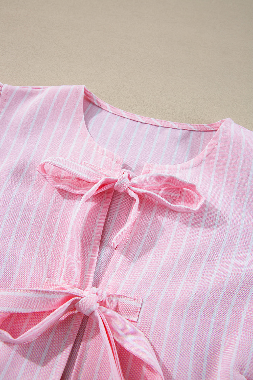 Stripe Bow Tie Front Blouse