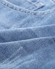 Lina Distressed Ripped Rolled Hem Sky Blue Denim Shorts
