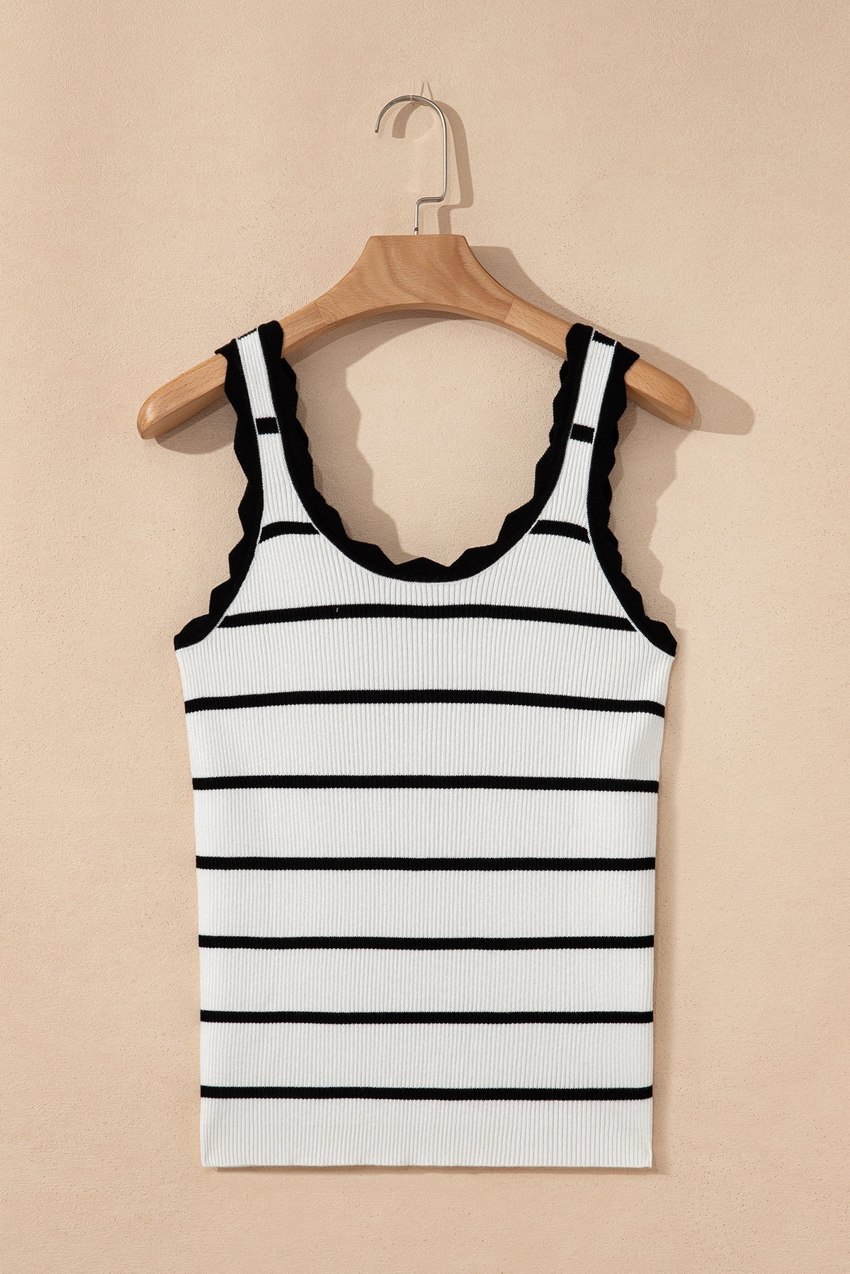 Stripe Scalloped Edge Sweater Tank