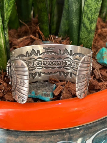 Navajo Sterling Silver and Royston Turquoise Cuff Bracelet by Roland Dixson
