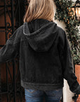 Denim Chest Pocket Drop Shoulder Hooded Jacket