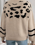 Leopard Stripe Drop Shoulder Sweater