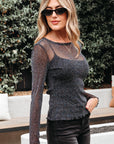 Serenity Metallic Glitter Mesh Long Sleeve Top