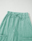 Mineral Wash Reverse Seam Drawstring Elastic Waist Pants
