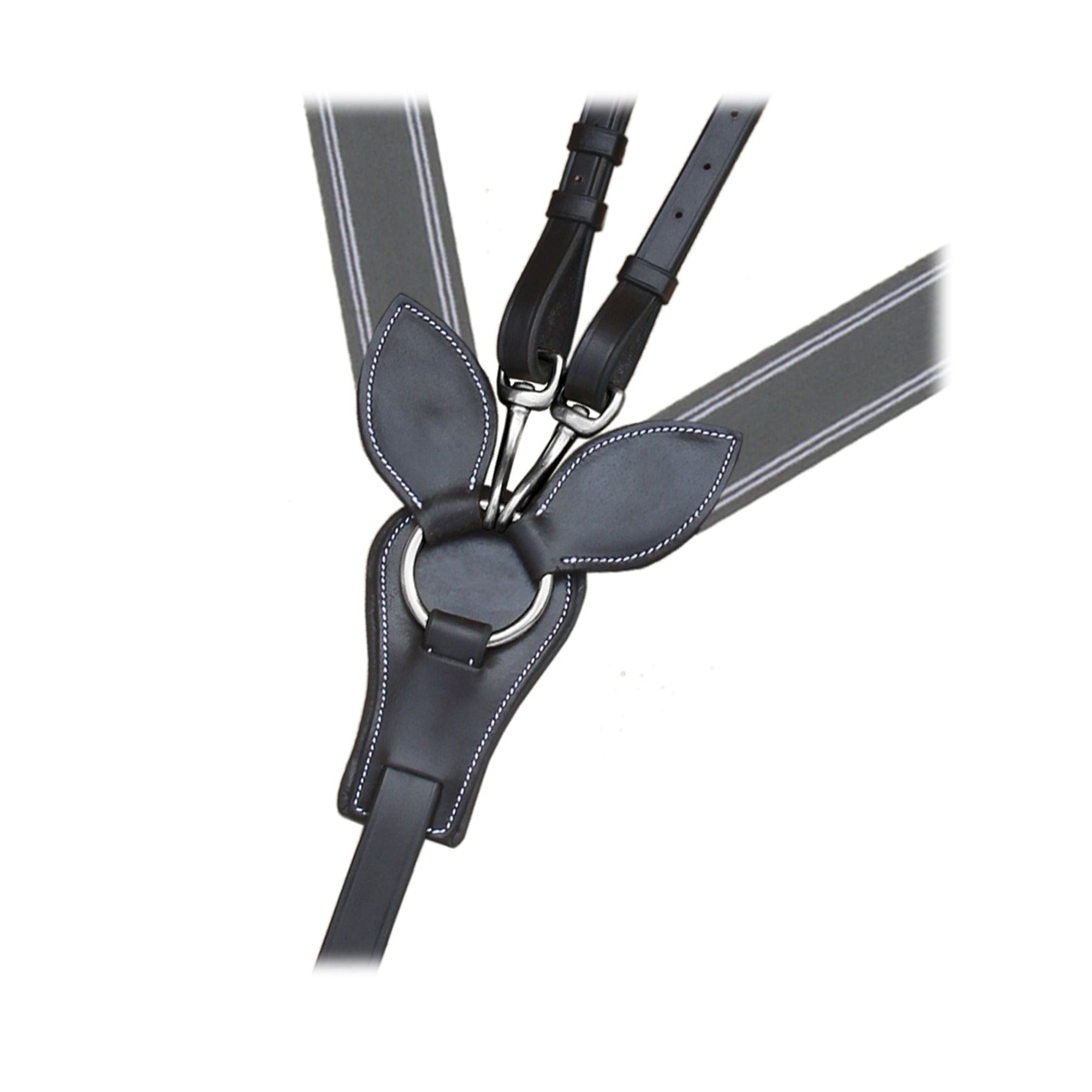 ExionPro Wide Elastic 3 Point Breastplate - Grey Elastic &amp; White Lines