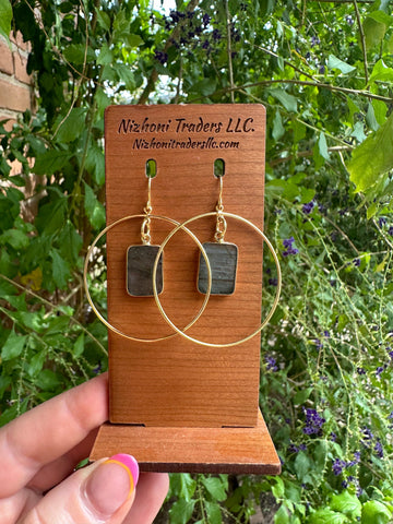 Elevate Your Style: Handmade Labradorite Golden Hoop Earrings