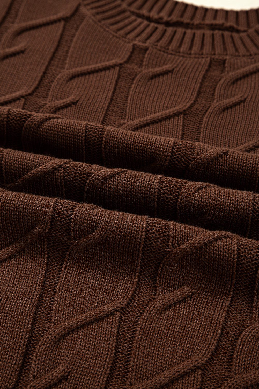 Cable Knit Textured Crew Neck Sweater Top