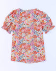 Floral Bubble Sleeve Blouse