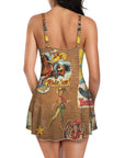Vintage Cowgirl Collage Skirted Swim Suit