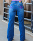 MIA TROUSERS - MEDIUM WASH PURPLE POCKET