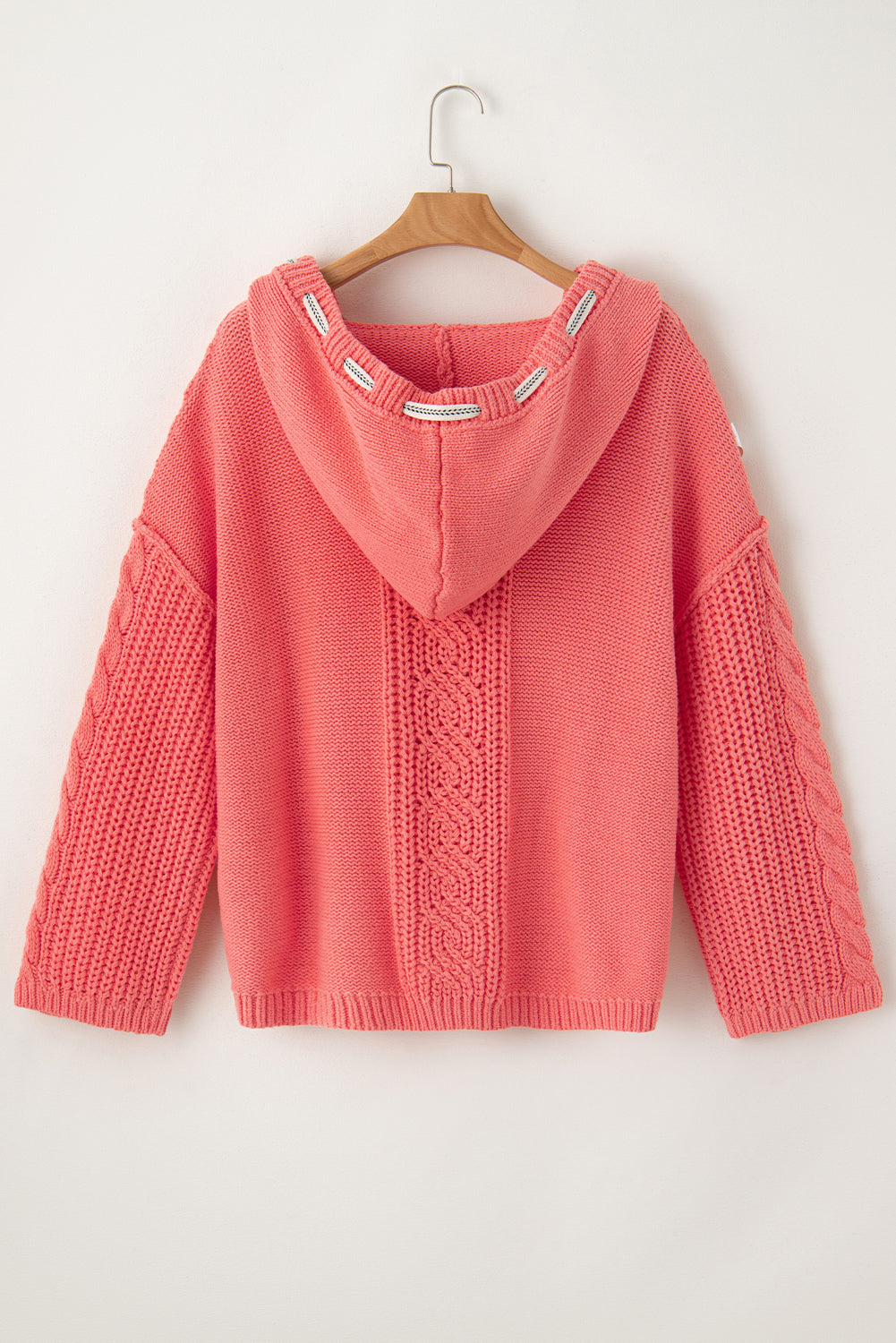 Sariah Cable Knit Drawstring Hooded Sweater