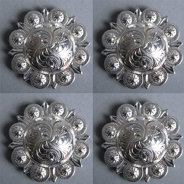 2 In. Western Nickle Plated Berry Conchos Hilason