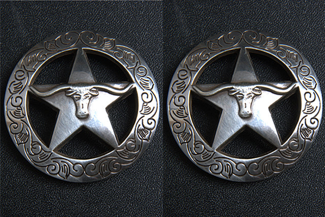 Western Screw Back Concho 1.5 In Silver Longhorn Star Saddle Cowgirl