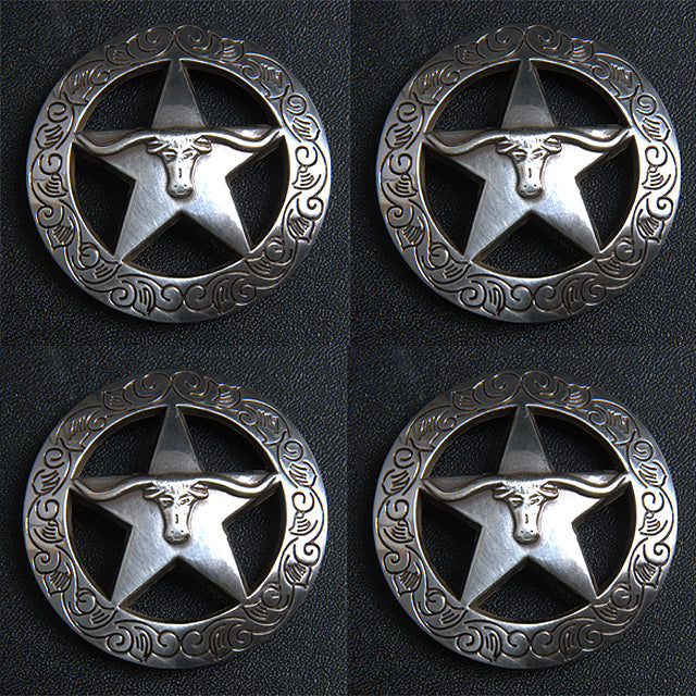 Western Screw Back Concho 1.5 In Silver Longhorn Star Saddle Cowgirl