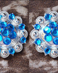 Capri Blue Crystals Berry Silver Bling Headstall Saddle Hilason