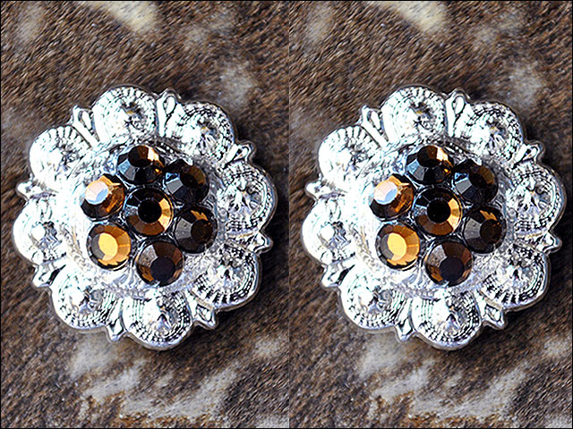 Western Screw Back Concho Crystal Berry Brown Saddle Bling Cowgirl