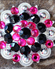 Black Hot Pink Crystals Berry Headstall Saddle Tack Hilason