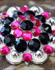 Black Hot Pink Crystals Berry Headstall Saddle Tack Hilason