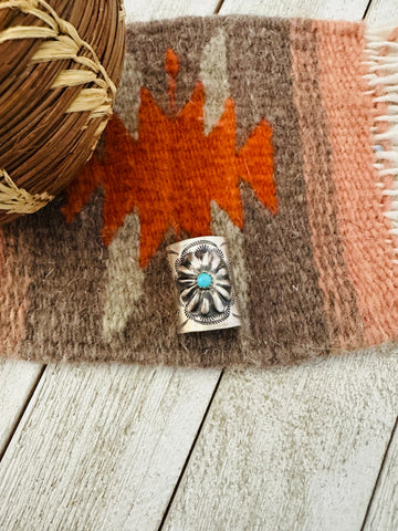 Navajo Turquoise & Sterling Silver Hand Stamped Ponytail Clip