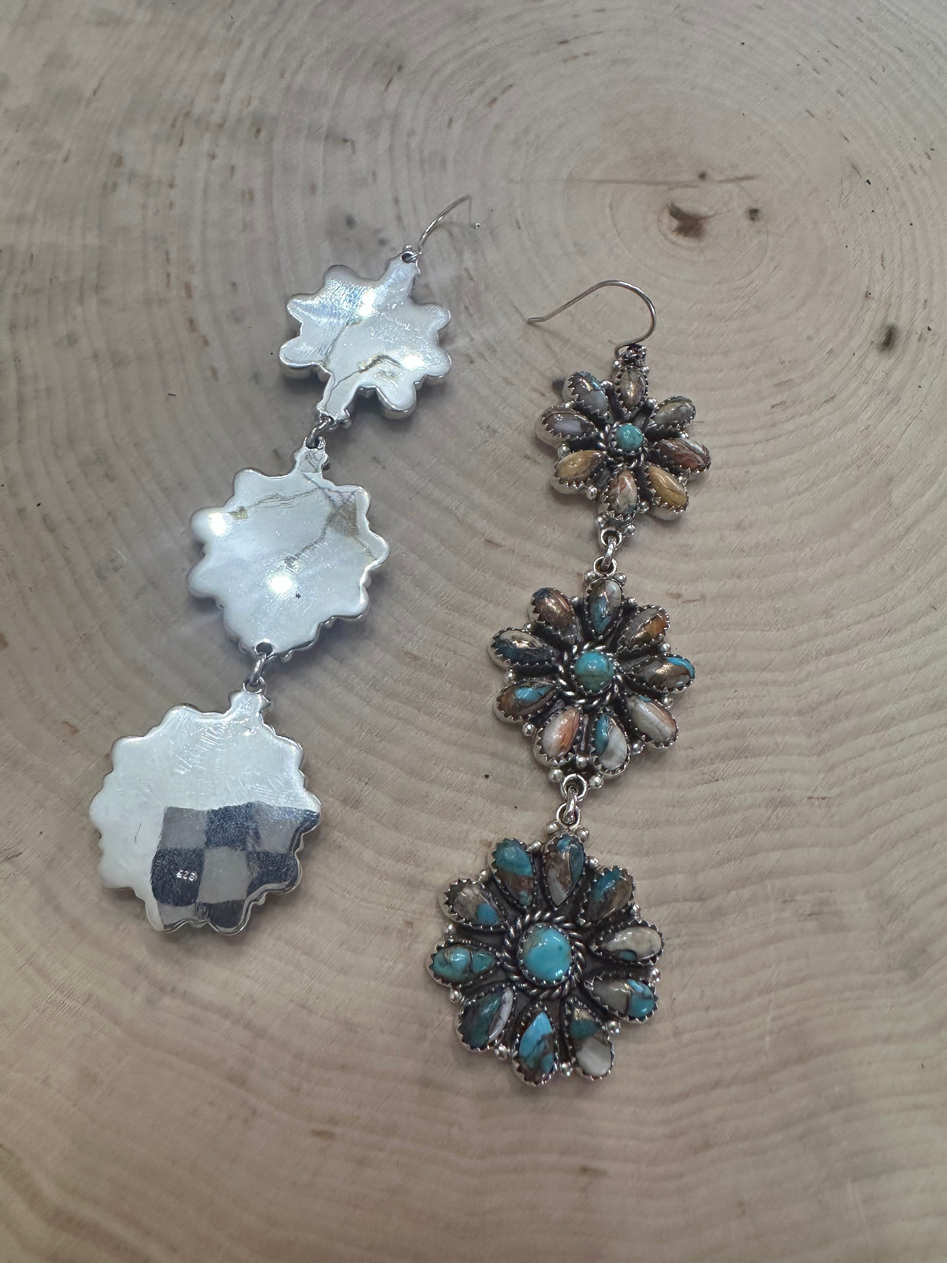 "Shop Cassidy Collection: Handmade Turquoise & Silver Flower Earrings"