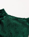 Ribbed Velvet Smocked Babydoll Blouse