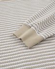 Plus Size Stripe Knit Ribbed Long Sleeve Top