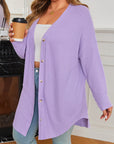 Plus Size Solid Waffle Knit Button-Front Cardigan