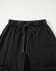 Mineral Wash Reverse Seam Drawstring Elastic Waist Pants