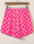 Checker Drawstring Elastic Waist Shorts