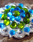 Peridot Green And Capri Blue Crystals Berry Headstall Saddle Hilason
