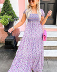 Short Bubble Sleeve Maxi Dress